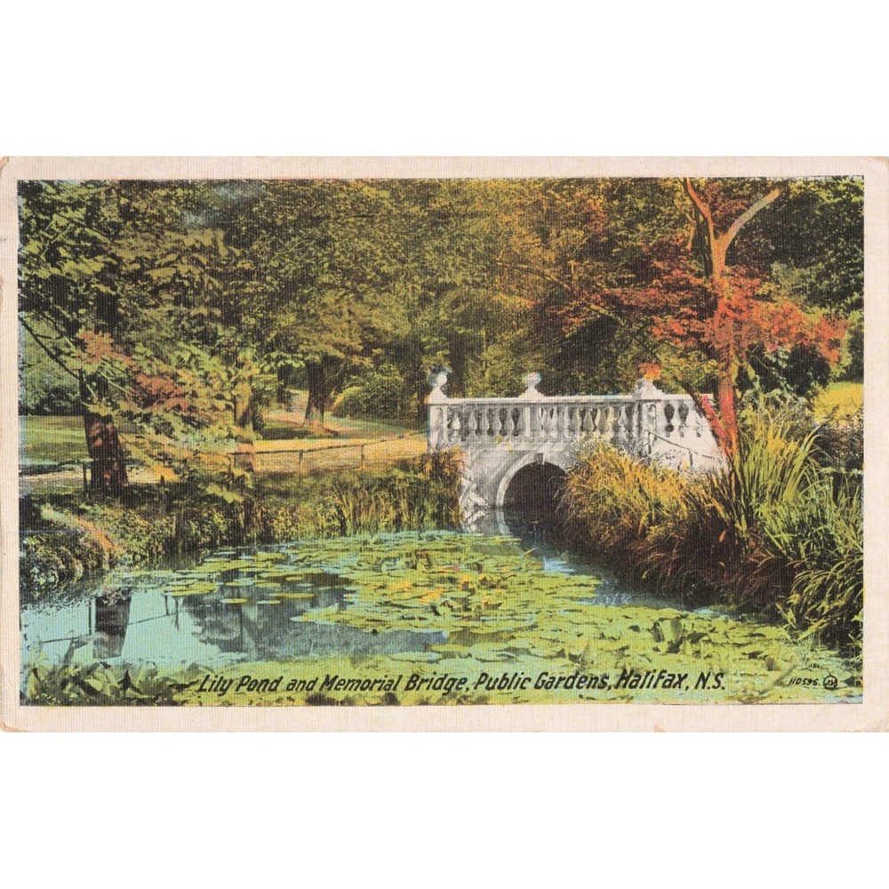 Halifax Nova Scotia NS Canada Public Gardens Lily Pond Memorial Bridge Postcard
